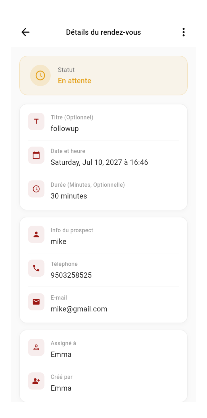 appointments-scheduling mobile app view
