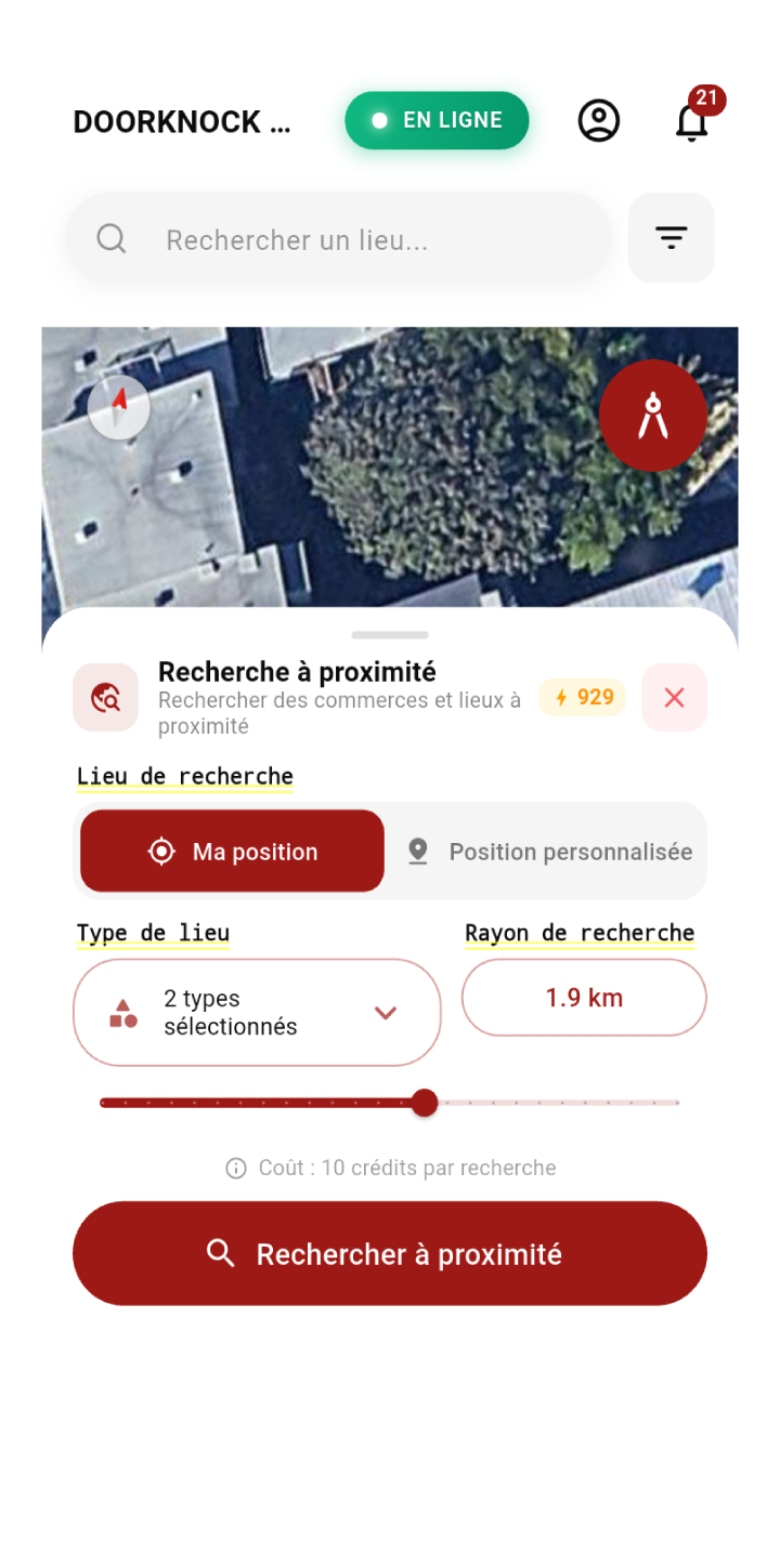 nearby-search mobile app view