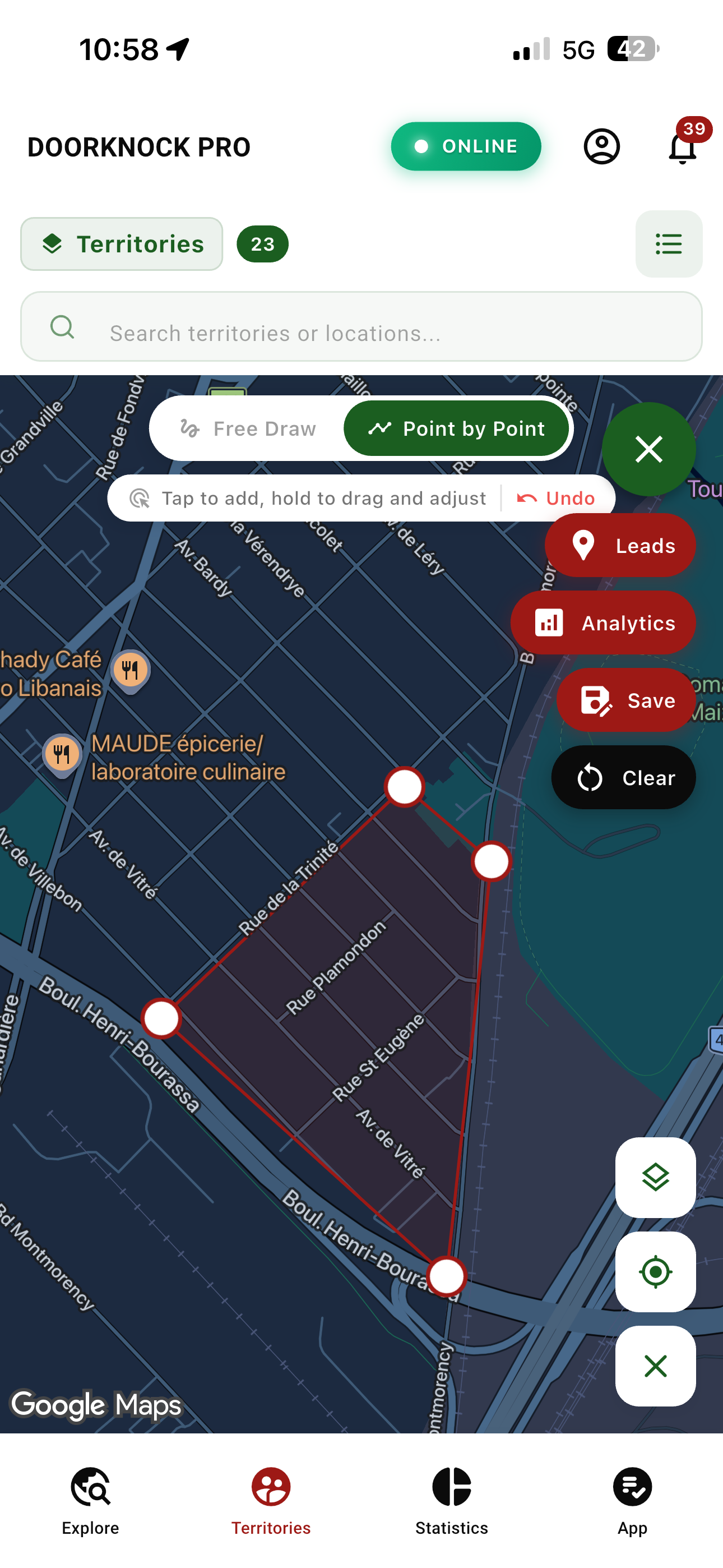 territory-management mobile app view
