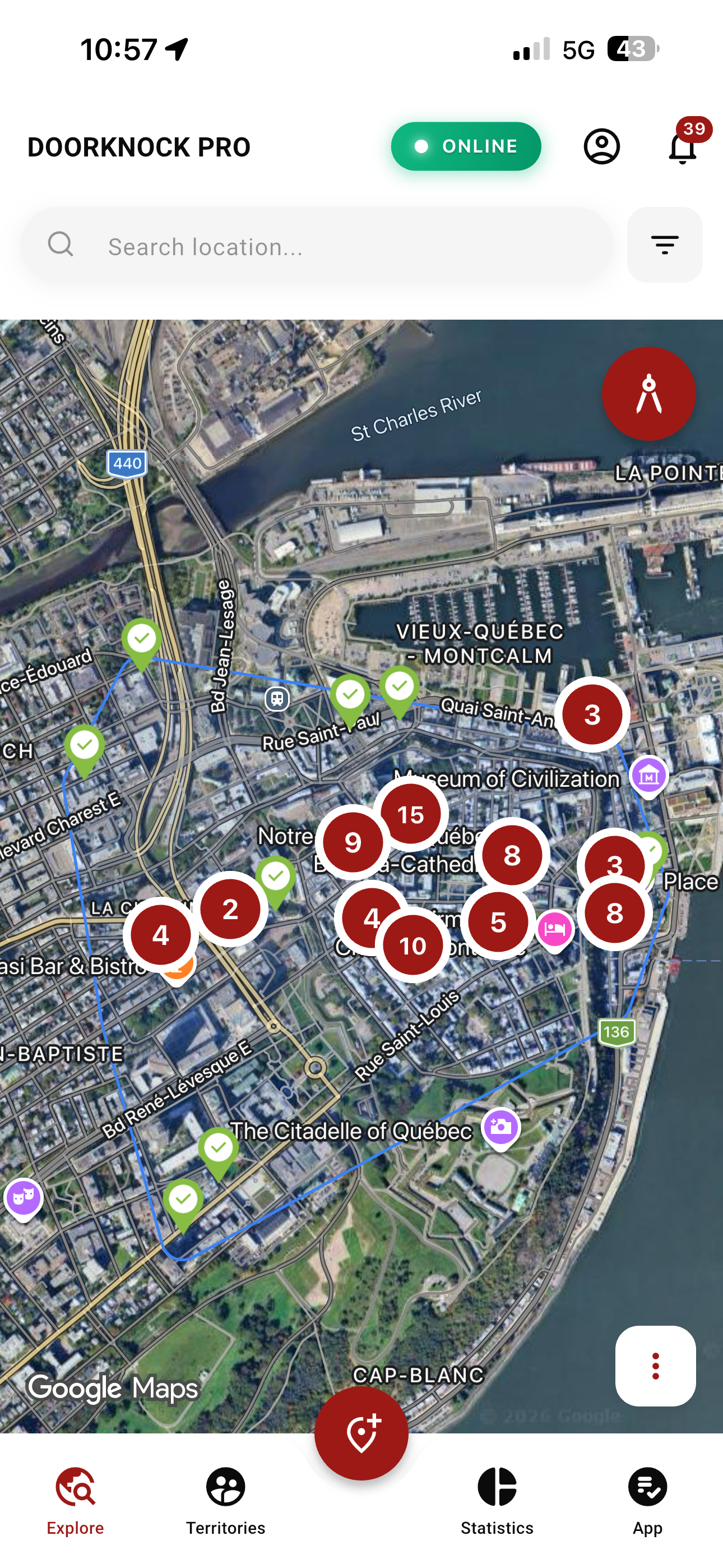 interactive-sales-map mobile app view